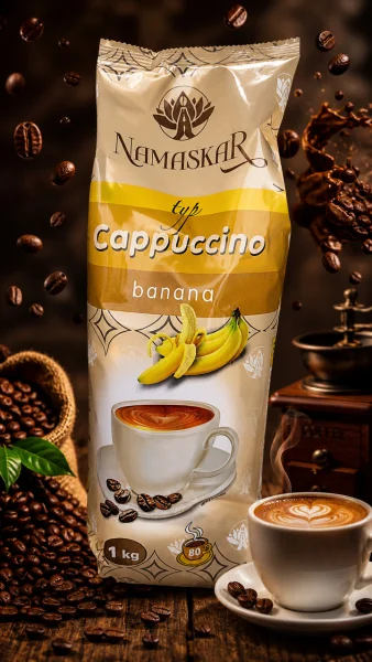 Напій Капучино розчинний Namaskar Cappuccino typ Banana Намаскар бананово-кавовий смак вакуум Пакет 80порцій 1000г - 1