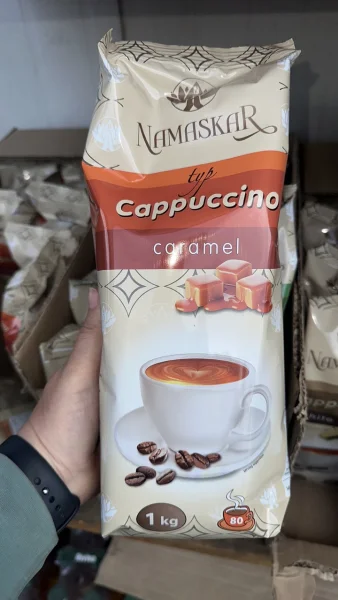 Напій Капучино розчинний Namaskar Cappuccino typ Caramel Намаскар карамельно-кавовий смак вакуум Пакет 80порцій 1000г - 4
