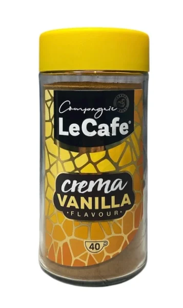 Кава розчинна LeCafe Crema Vanilla Flavour Coffee Лекафе Крема смак Ваніль Гранули 40 порцій Банка 75г - 2