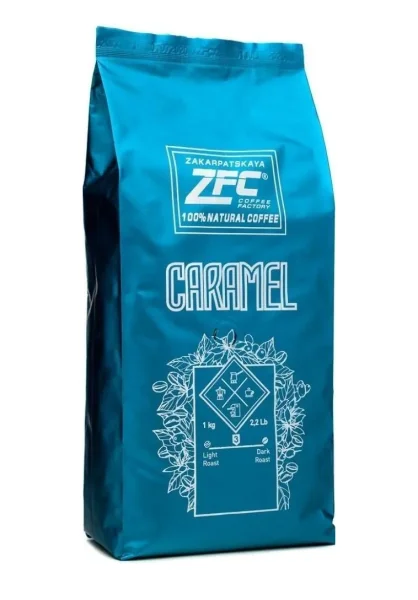 Кава в зернах ZFC Caramel Whole beans Medium roast Horeca Закарпатська фабрика кави смак Карамель Середнє обсмаження 1000г - 2