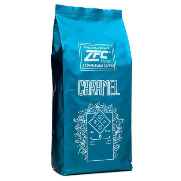 Кава в зернах ZFC Caramel Whole beans Medium roast Horeca Закарпатська фабрика кави смак Карамель Середнє обсмаження 1000г - 1