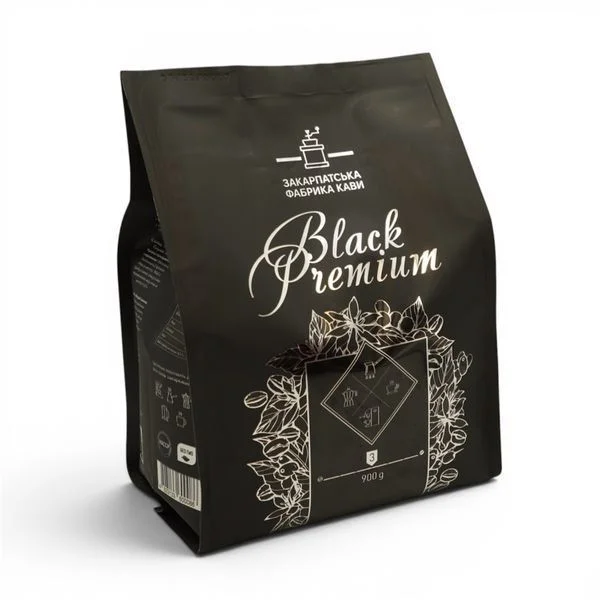 Кава в зернах ZFC Black Premium Whole Beans 100% Arabica Закарпатська фабрика кави блек Преміум арабіка 900г - 2