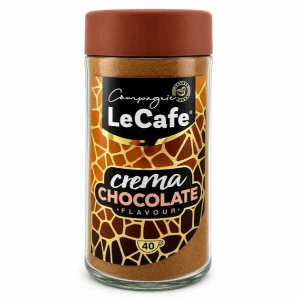 Кава розчинна LeCafe Crema Chocolate Flavour Coffee Лекафе Крема смак Шоколаду Гранули Склобанка 75г - 1