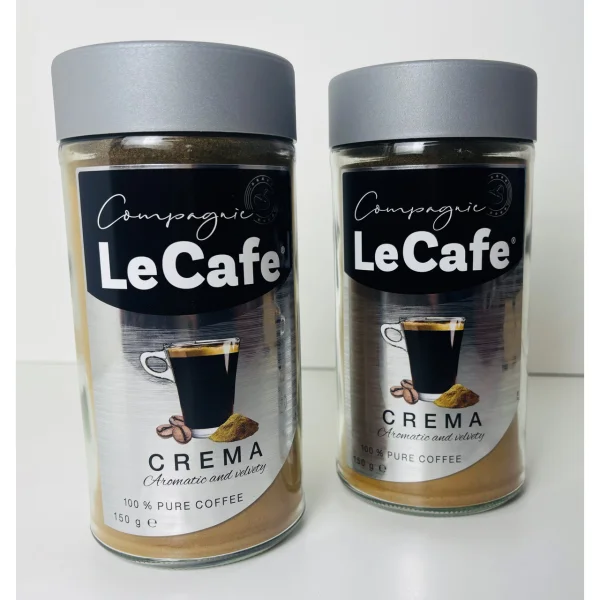 Кава розчинна LeCafe Crema Aromatic&Velvety 100% Pure Coffee Лекафе Крема Гранули Склобанка 150г - 2