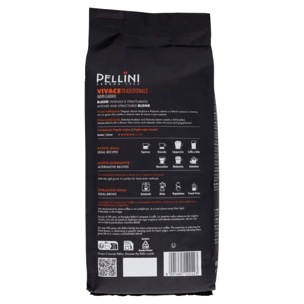Кава в зернах Pellini Verona Vivace Tradizionale Gusto Classico Blend Intenso Пелліні Верона Класична Пакет 1000г - 4