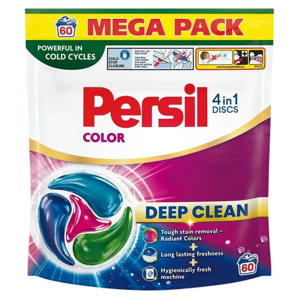 Диски для прання Persil Color Deep Clean 4in1 Discs Персіл для Кольорових речей капсули 4в1 Пакет 60шт - 2