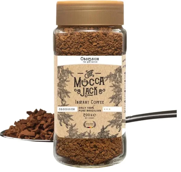 Кава розчинна Mocca Jack Obsession Instant coffee 100% pure Brazilian Мокка Джек Обсешн в гранулах Арабіка Скло 200г - 1