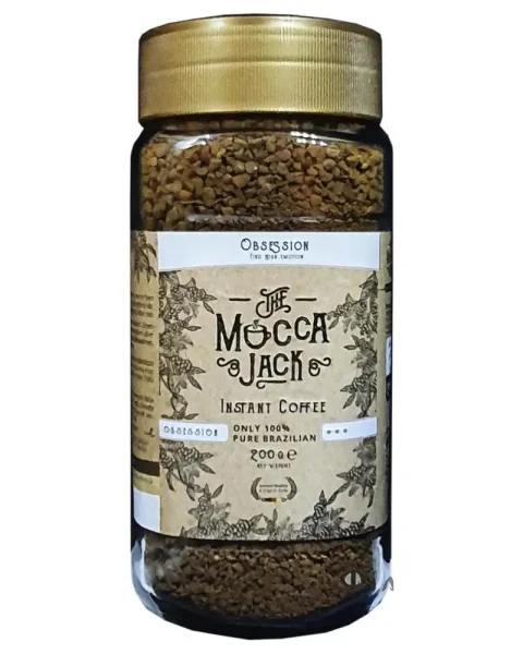 Кава розчинна Mocca Jack Obsession Instant coffee 100% pure Brazilian Мокка Джек Обсешн в гранулах Арабіка Скло 200г - 3