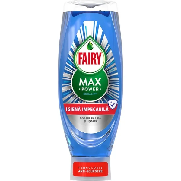 Гель для миття Посуду Fairy Max Power Eucalyptus Фейрі ефективний Антижир технологія Антирозлив Евкаліпт 730мл - 1