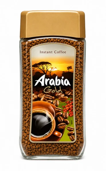 Кава розчинна Arabia Gold Instant Coffee Арабія сублімована в Гранулах Бленд арабіки та робусти Склобаночка 200г - 1