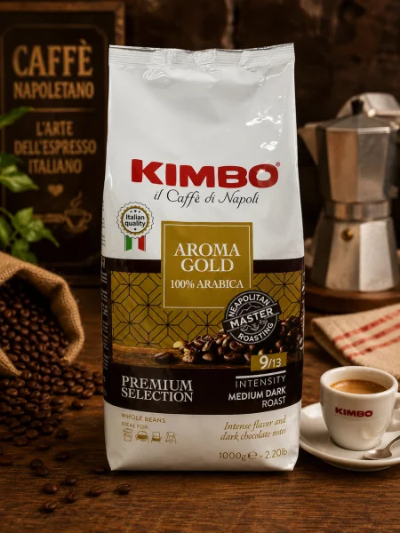 Кава в зернах Kimbo Aroma Gold Arabica Premium Selection Medium Dark Кімбо Арома Голд арабіка Пакет 1кг - 1