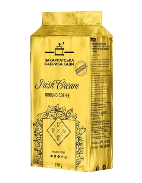 Кава мелена ароматизована ZFC Irish Cream Ground Coffee Medium roast Закарпатська фабрика кави Ірландські вершки Бленд 250г - 2