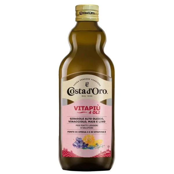 Суміш олій Costa d'Oro Vitapiu 4Oils Коста ДОро Для легких страв Соняшник Виноградна Кукурудзяна Лняна олії Вітамін Е Омега3 750мл - 3