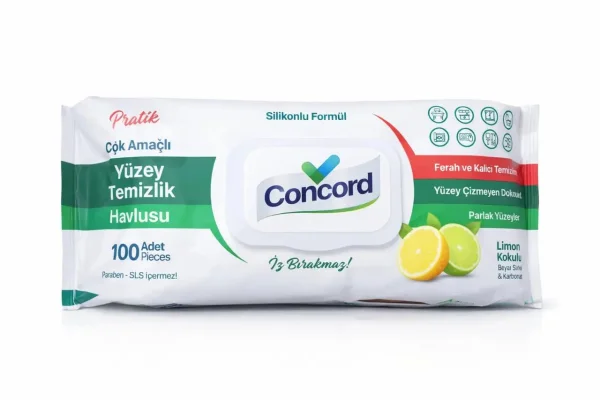 Серветки для прибирання Універсальні Atlas Concord Pratik Surface Cleaning Limon Конкорд Вологі Оцет та Сода з Клапаном 100шт - 3