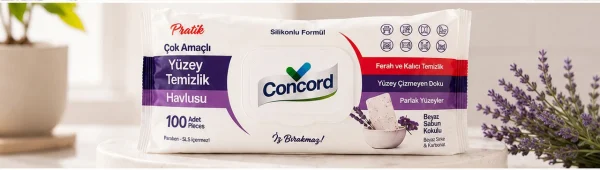Серветки для прибирання Універсальні Atlas Concord Pratik Surface Cleaning Beyaz Sabun Конкорд Вологі Біле Мило з Клапаном 100шт - 2