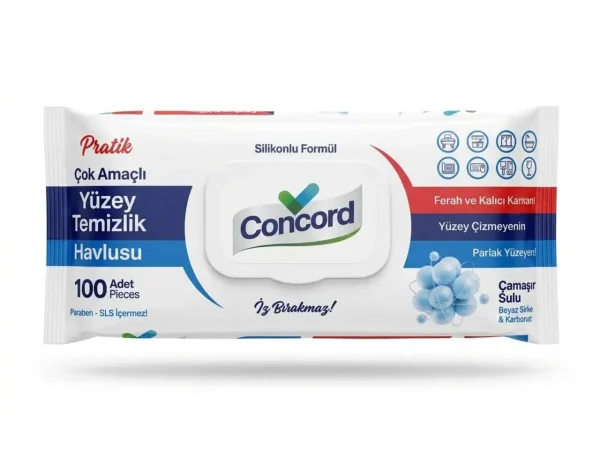 Серветки для прибирання Універсальні Atlas Concord Pratik Camasir Sulu Конкорд Вологі з ефектом Відбілювання з Клапаном 100шт - 1