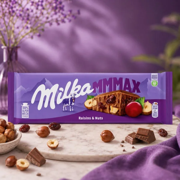 Шоколад плитка Milka mmMAX Raisins&Nuts Milk Chocolate Мілка Молочний з родзинками на горішками 300г - 2