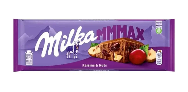 Шоколад плитка Milka mmMAX Raisins&Nuts Milk Chocolate Мілка Молочний з родзинками на горішками 300г - 1