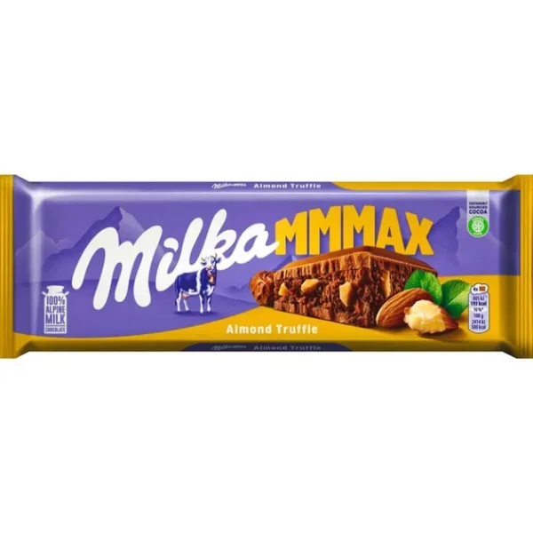Шоколад плитка Milka mmMAX Migdale si Trufe cu Cacao Мілка Молочний з трюфелями в какао та Мигдалем 300г - 1