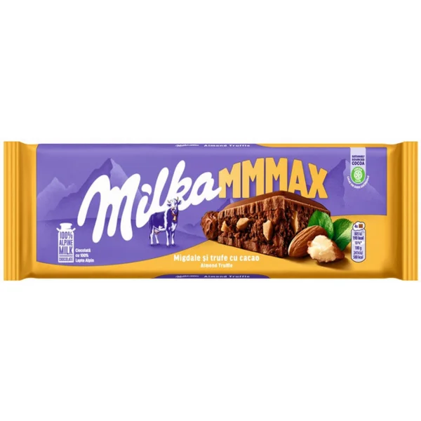 Шоколад плитка Milka mmMAX Migdale si Trufe cu Cacao Мілка Молочний з трюфелями в какао та Мигдалем 300г - 3
