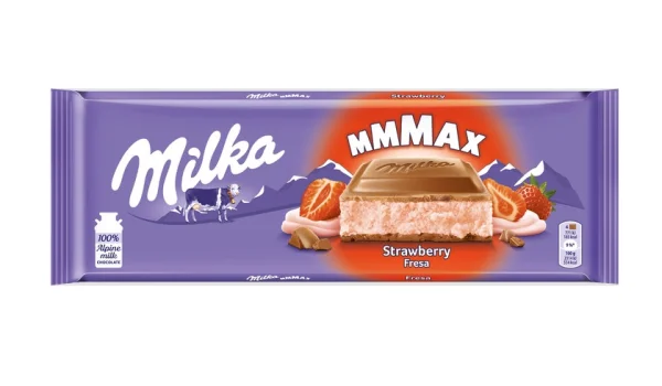 Шоколад плитка Milka mmMAX Strawberry Fresa Мілка Молочний з полуничним Йогуртом 300г - 3