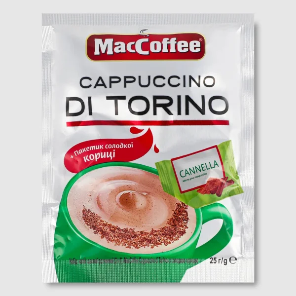 Кавовий напій MacCoffee Cappuccino DiTorino Canella МакКофе Капучино розчинний Торино з Корицею 10шт Пакетики 250г - 3
