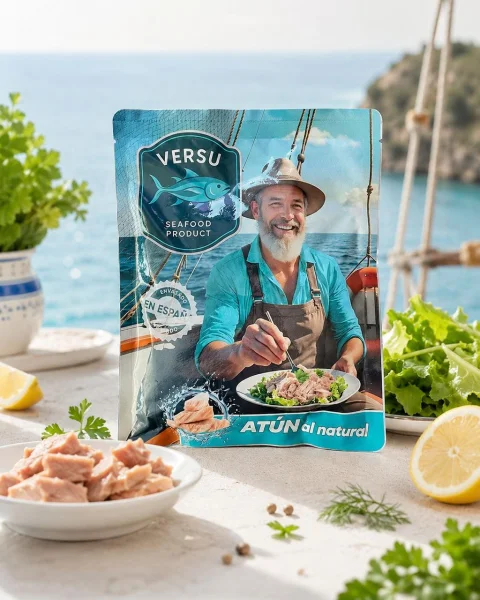 Філе Тунця в власному соку Versu Atun al natural Seafood product Версу шматочки фольгований Пакет 1000г - 2