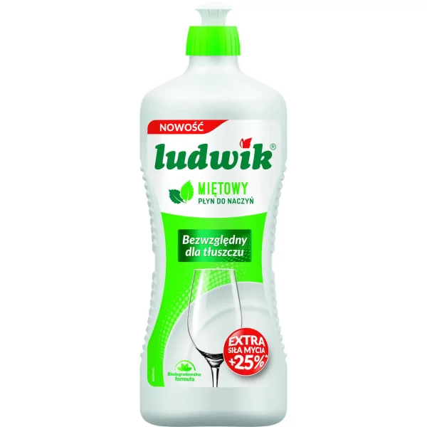 Гель для миття посуду Ludwik Extra Sila Mietowy Людвік Екстра сила Блискучий посуд аромат Мята 900г - 2