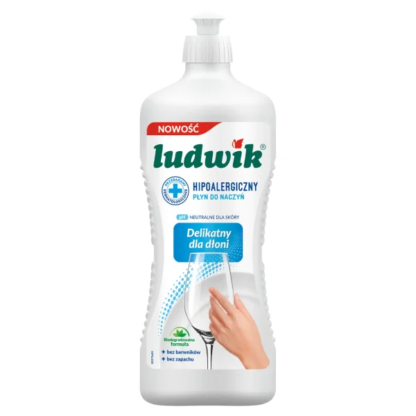 Гель для миття посуду Сенсітів Ludwik Hipoalergiczny Delikatny dla Dloni Людвік Делікатний Гіпоалергенний Без аромату 900г - 2