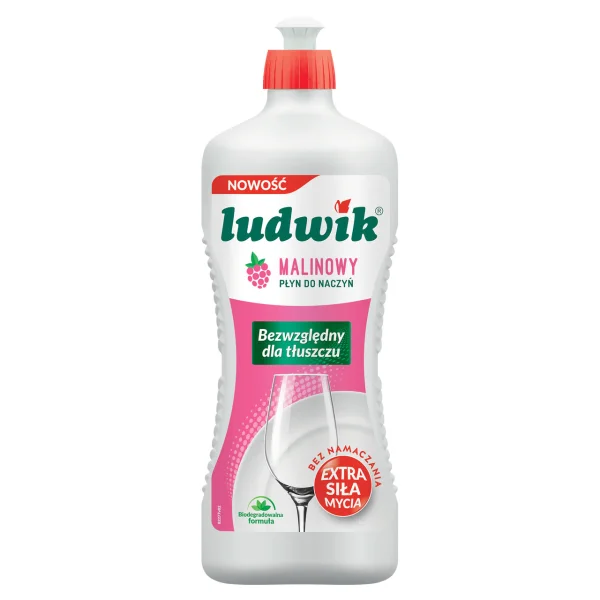 Гель для миття посуду Ludwik Extra Sila Malinowy Людвік Екстра сила Блискучий посуд аромат Малина 900г - 3