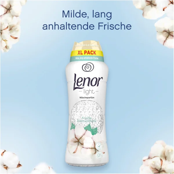 Кондиціонер для прання Парфумований Гранули Lenor Light Perfume Baumwollblute XL Pack Ленор ароматичні перлини Квіти бавовни 510г - 3