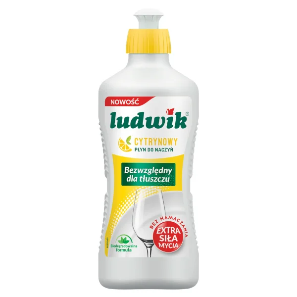 Гель для миття посуду Ludwik Extra Sila Cytrynowy Людвік Екстра сила Блискучий посуд аромат Лимон 900г - 1