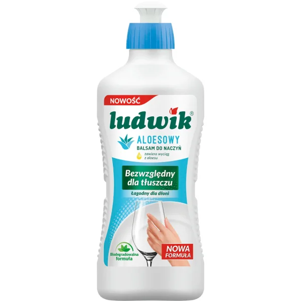 Гель для миття посуду Ludwik Extra Sila Aloesowy Людвік Екстра сила Блискучий посуд аромат Алое Вера 900г - 1