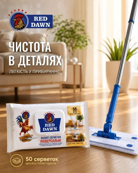 Набір для прибирання Підлоги Швабра MOP-система плюс 4XL Серветки-запаски Red Dawn MOP Surface Cleaning Kit РедДавн 50шт+1шт - 2