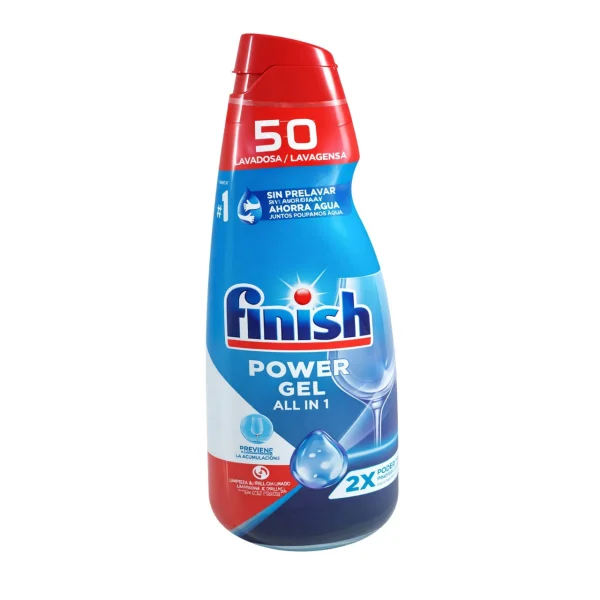 Гель для Посудомийних машин Finish Power Gel All in One 50 Sin Prelavar Фініш без попереднього Замочування 50циклів 1000мл - 3