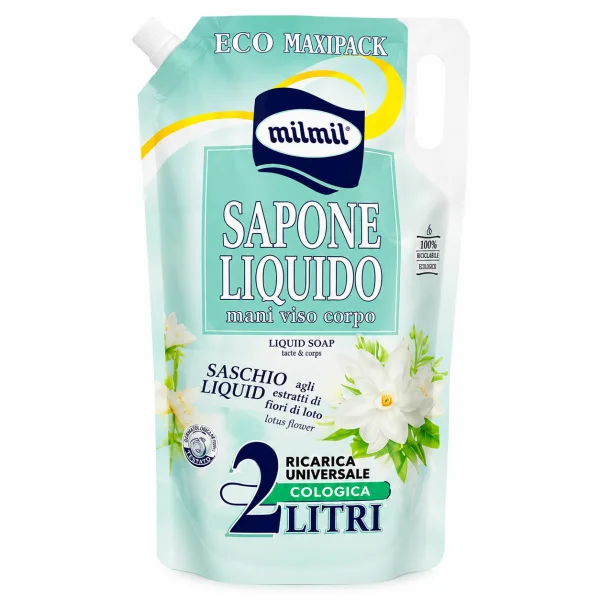 Рідке мило для гігієни MilMil Sapone Liquido Muschio Bianco White Musk Maxi Refill Bag білий Мускус Макс 2000мл - 1