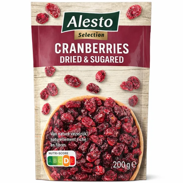 Журавлина вялена Підсолоджена Alesto Selection Cranberries Dried&Sugared Алесто цукати селекційні Пакет 200г - 2