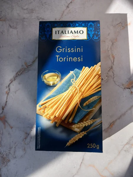 Хлібні палички Гріссіні традиційні Italiamo Grissini Torinesi Італійські снеки з Турина Коробка 250г - 3
