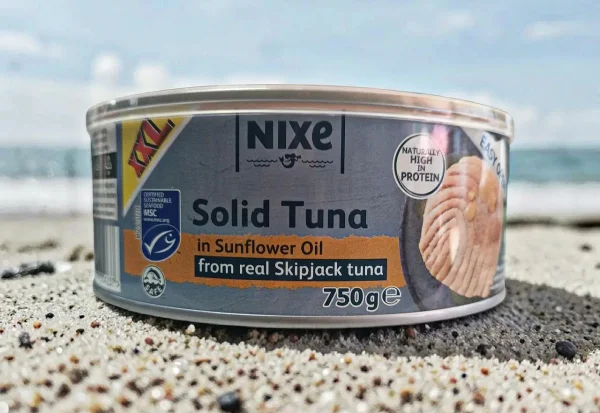 Тунець смугастий Cкіпджек цільний в олії Nixe Solid Tuna Sunflower Oil real Skipjack Ніксе філе євробаночка 750г - 1