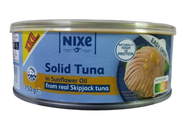 Тунець смугастий Cкіпджек цільний в олії Nixe Solid Tuna Sunflower Oil real Skipjack Ніксе філе євробаночка 750г - 3