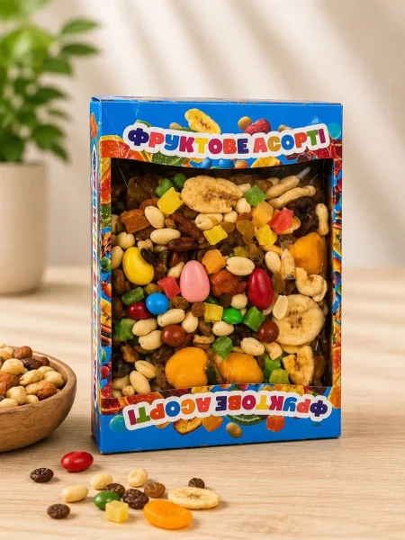 Суміш Горіхів сухофруктів та Цукерок Мікс Amanti Fruit&Nuts Sweets Mix Аманті солодке Фруктове асорті несмажені Коробка 500г - 1
