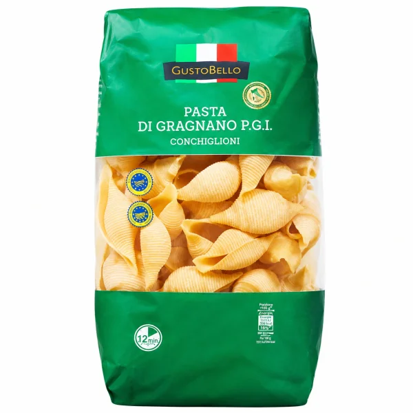 Макарони Конкільйоні Ракушки GustoBello Pasta Di Gragnano P.G.I. Conchiglioni ГустоБелло Граньяно Пшеничні Тверді сорти 500г - 1