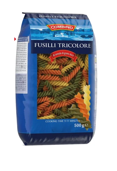 Макарони Фузіллі трьохкольорові Паста Combino Fusilli TriColori Комбіно тверді сорти пшениці 500г - 3