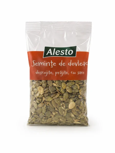 Насіння гарбуза Лущене Alesto Pumpkin seeds Seminte de Dovleac Salt Алесто Відбірне несмажене з Сіллю 100г - 1