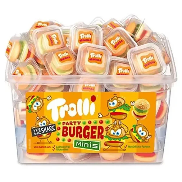 Цукерки Жувальні у формі Бургерів Trolli Party Burger Minis Тролі в індивідуальних упаковках 60шт Бокс з кришкою 600г - 3