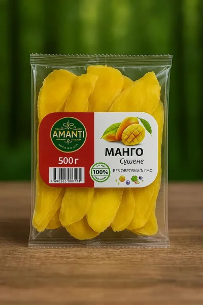Манго сушене цукати Amanti Mango Premium Аманті скибочки Преміум солодке вакуум Пакет 500г - 2