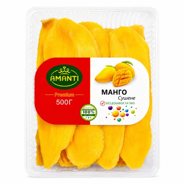 Манго сушене цукати Amanti Mango Premium Аманті скибочки Преміум солодке вакуум Пакет 500г - 1