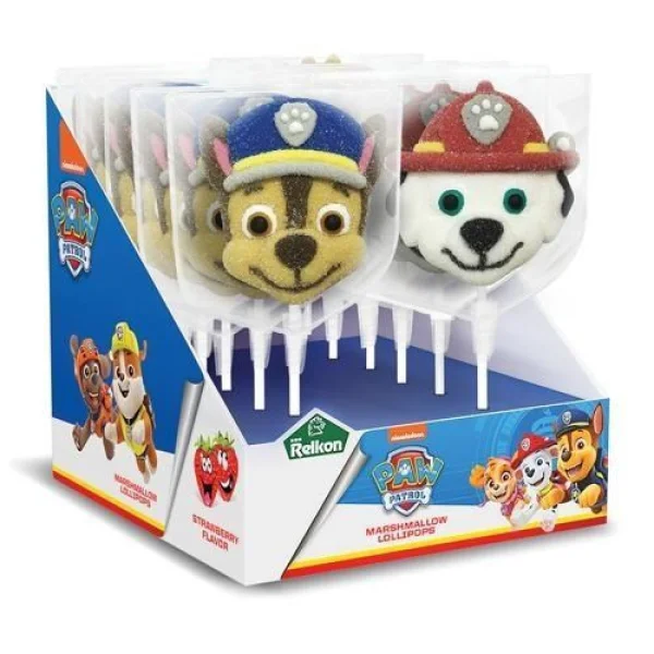 Цукерка льодяник Щенячий Патруль Relkon Paw Patrol Marshmallow Lollipops Blue Релкон Маршмеллоу на Палочці смак Полуниця 1шт 45г - 3