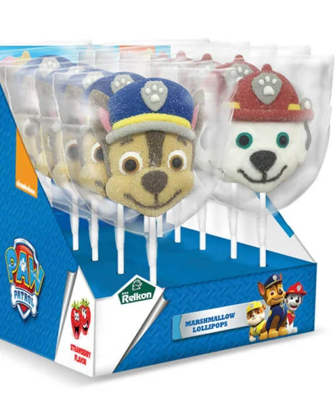 Цукерка льодяник Щенячий Патруль Relkon Paw Patrol Marshmallow Lollipops Blue Релкон Маршмеллоу на Палочці смак Полуниця 1шт 45г - 2
