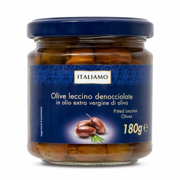 Оливки Коричневі сорт Леччіно Italiamo Olive Leccino denocciolate Італіамо в оливковій олії Екстра класу без Кісточок 180г - 1